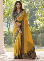 Viscose Yellow Party Wear Weaving Saree